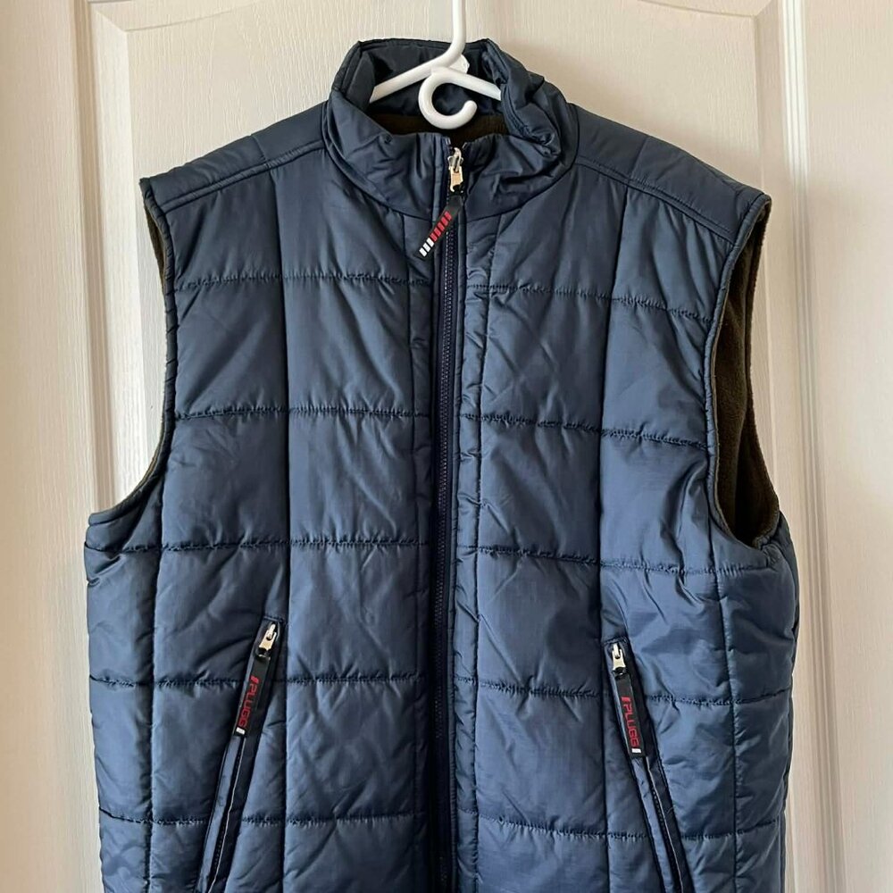 Vtg. Plugg Quilted Puffer Vest Reversible Men's size XL